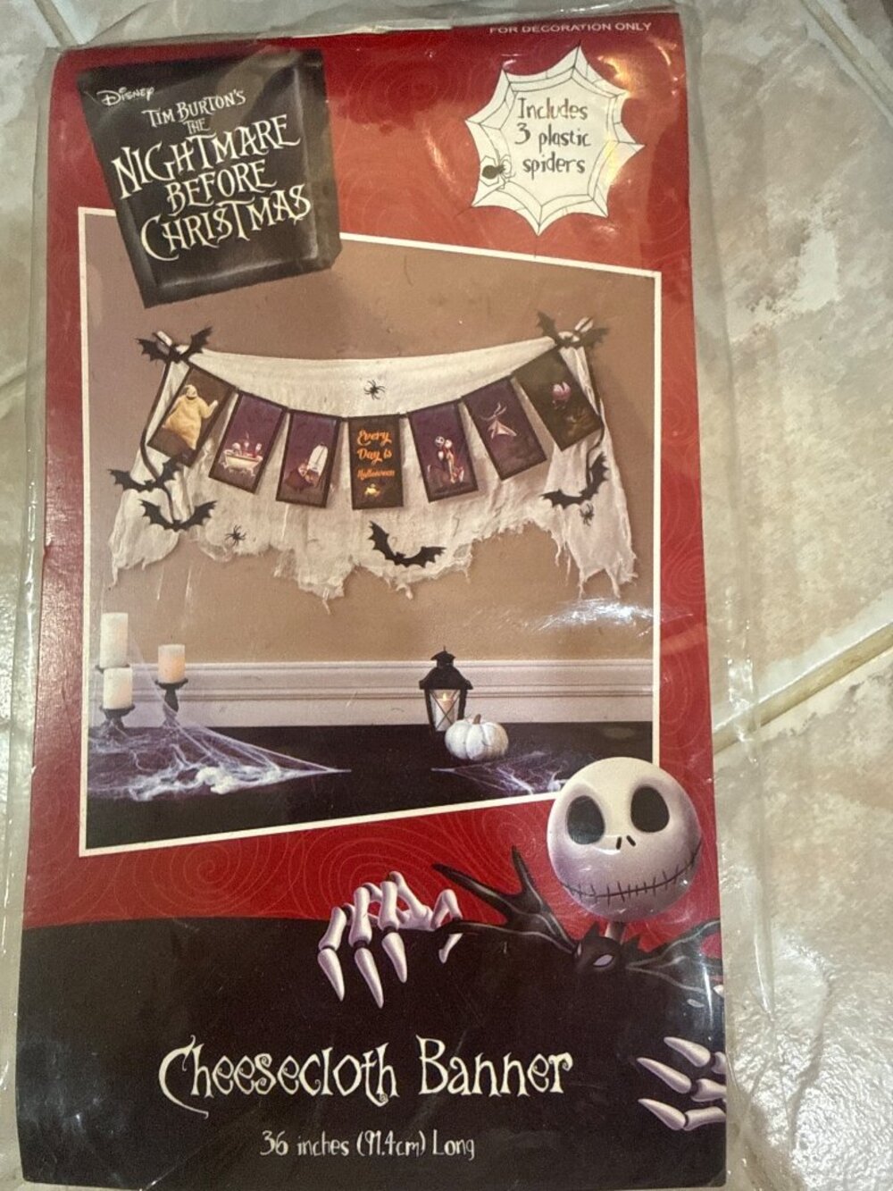 Halloween Banner-Disney Tim Burtons The Nightmare Before Christmas Cheesecloth B